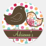 Candy Damask Chicks Birthday Favors Label Sticker