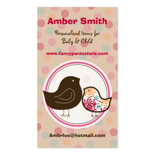 Candy Damask Chicks Color Dots Custom Profile Card Business Cards (back side)