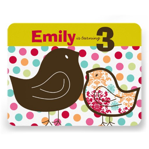 Candy Damask Chicks Kids Birthday Party Invitation