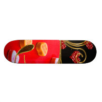 Candy & Glitter Valentine Hearts Golden Swirls Custom Skate Board