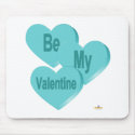 Candy Hearts Blue Be My Valentine mousepads