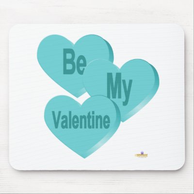 Candy Hearts Blue Be My Valentine Mouse Pads by holidayhearth