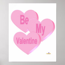 Candy Hearts Pink Be My Valentine Posters