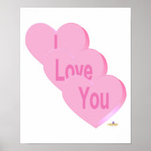 Candy Hearts Pink I Love You Print