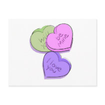 Candy Hearts postcards