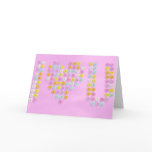 Candy Hearts Valentine's Card with pink background