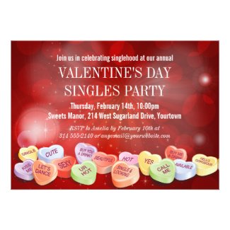 Candy Hearts Valentines Day Singles Party Announcement