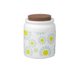 Candy Jar with Blue and Yellow Daisy Design