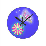 Candy Kiss Butterfly and Flower Round Clock