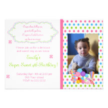 Candy Lollipop Sweet Birthday Photo Invitation