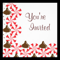 Candy Peppermint with Chocolate Kisses Invitation invitations