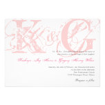Candy pink antique grunge monogram wedding invite