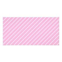Candy Pink Diagonal Striped Pattern. Customized Photo Card