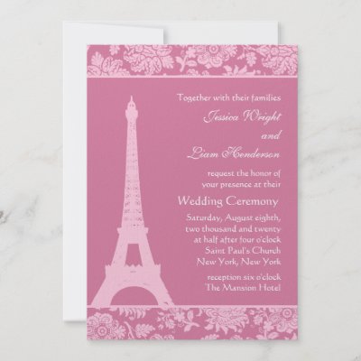 Candy Pink in Paris Wedding Invitation by prettyfancyinvites
