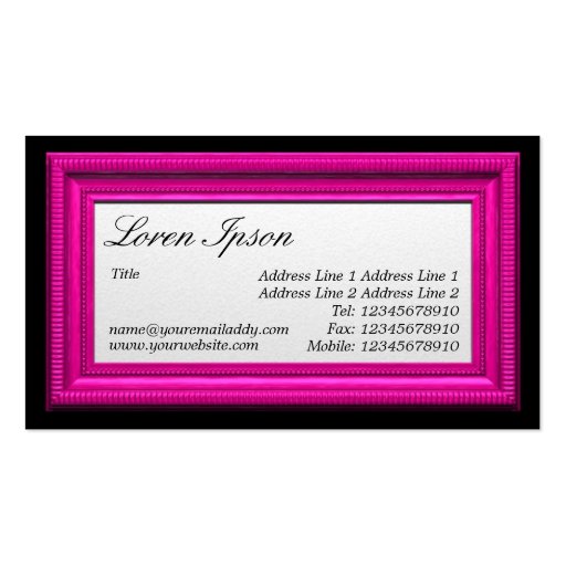 Candy Pink Picture Frame Business Card Template (back side)