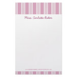 Candy Pink Stripe Personal Stationery