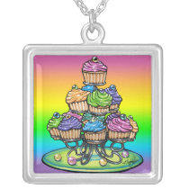 Candy Rainbow Cup Cake Necklace necklaces