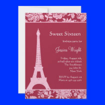 Candy Red in Paris Birthday Invitation