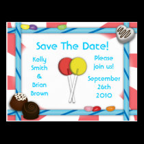 Candy Save-The-Date Postcard postcards