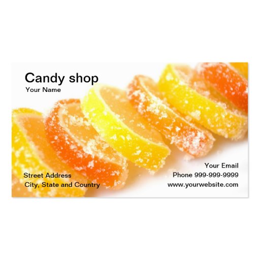 Candy shop business card (front side)