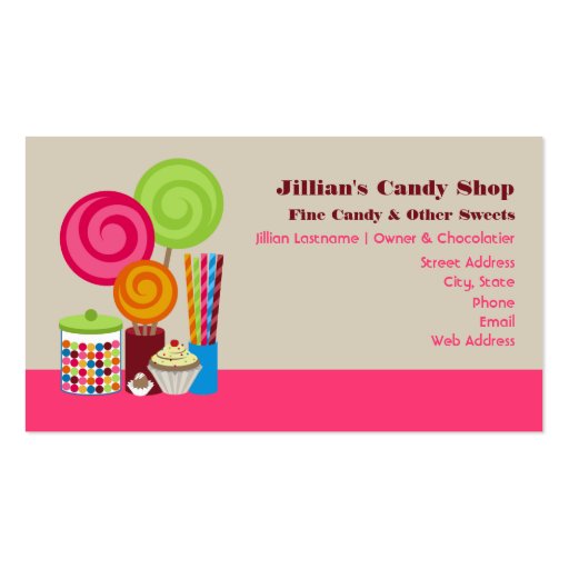 Candy Shop Business Cards (front side)