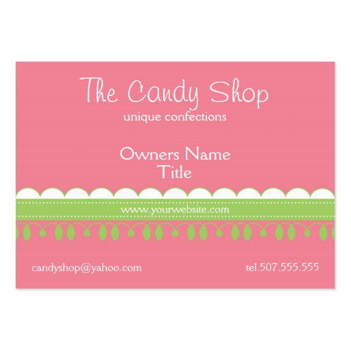 Candy Shop Custom Chubby Business Card Templates (back side)