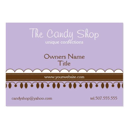Candy Shop Lavender Custom Business Card Template (back side)