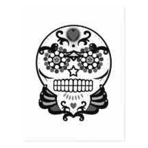 Candy Skull B&W Postcard