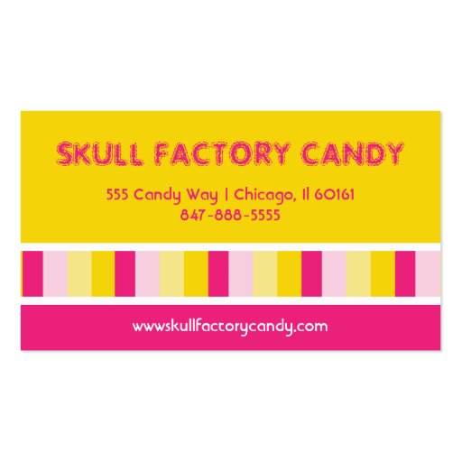 Candy Store Skull Business Card (back side)