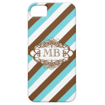 Candy stripe vintage monogram iPhone 5 cover