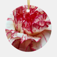 Candy-striped carnation  flowers christmas ornament