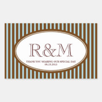 Candy stripes blue classic monogram favor seal stickers