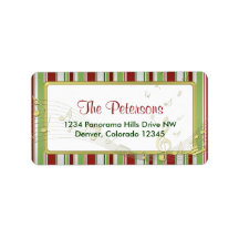 Candy Stripes Christmas Return Address Labels