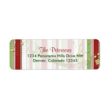 Candy Stripes Christmas Return Address Labels