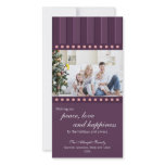 Candy &amp; Stripes Holiday Photocard (eggplant) Customized Photo Card