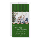 Candy &amp; Stripes Holiday Photocard (green) Photo Greeting Card