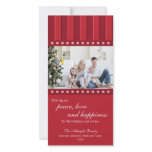 Candy &amp; Stripes Holiday Photocard (red) Personalized Photo Card