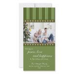 Candy &amp; Stripes Holiday Photocard (sage) Customized Photo Card