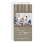 Candy &amp; Stripes Holiday Photocard (silver) Photo Greeting Card