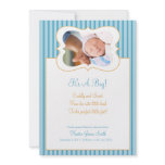Candy Stripes -It's A Boy! PhotoAnnouncement BO invitations