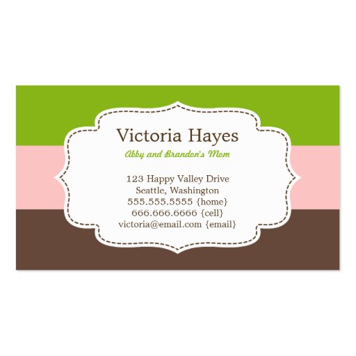 Candy Stripes Mommy Cards Business Card (front side)