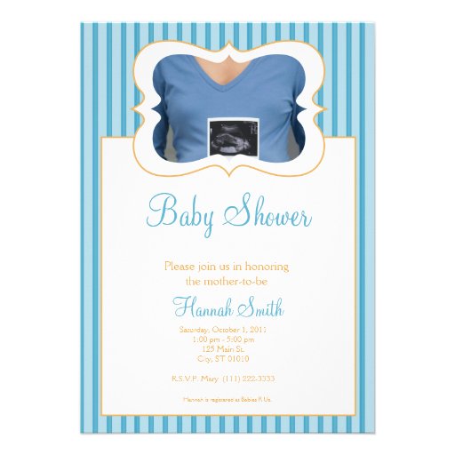 Candy Stripes - Photo Baby Shower BO Invitation