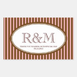 Candy stripes pink classic monogram favor seal rectangular stickers