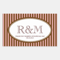 Candy stripes pink classic monogram favor seal stickers