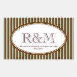 Candy stripes teal classic monogram favor seal rectangle sticker