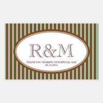 Candy stripes teal classic monogram favor seal stickers