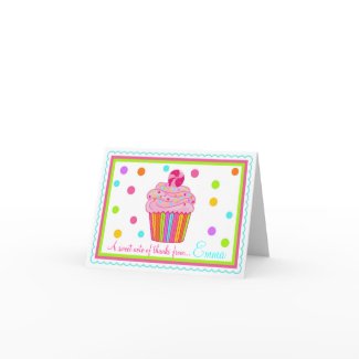 Candy  Surpise Cupcake Thank You Note Cards card