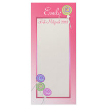 Candy Sweet Bat Mitzvah Program Card Customized Rack Card