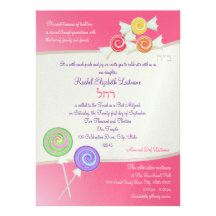 Candy Sweet Bat Mitzvah Watermelon Dark Pink Personalized Invitation