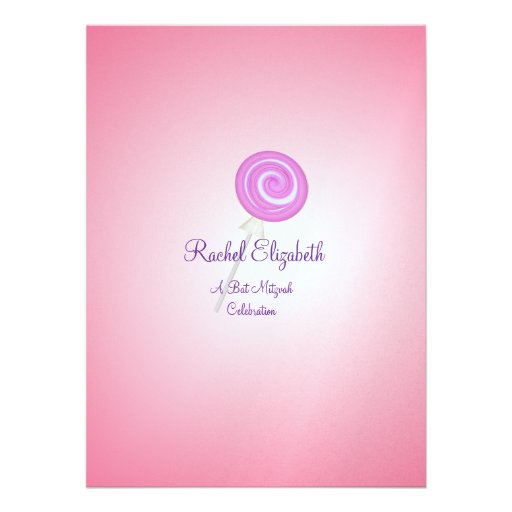 Candy Sweet Bat Mitzvah Watermelon Dark Pink Personalized Invitation